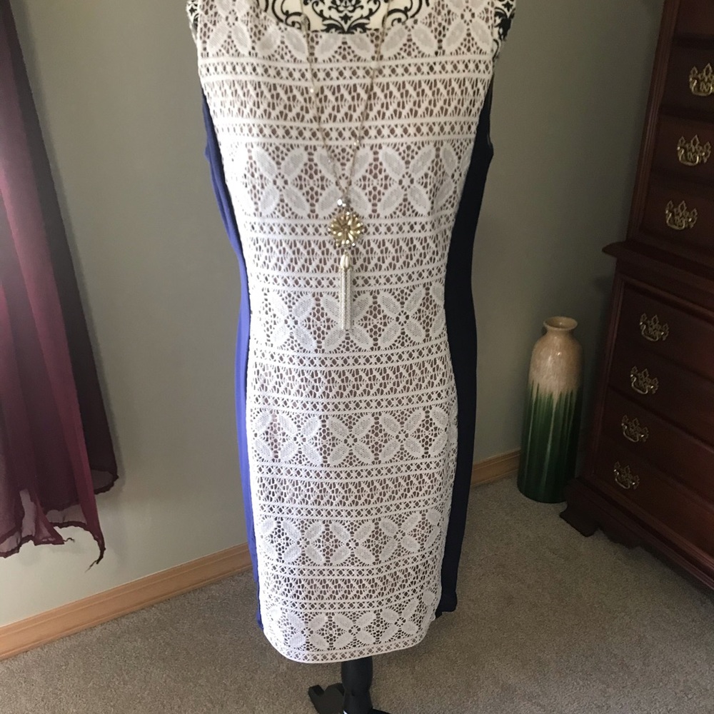 Anne Klein fully lined dress with lace front.